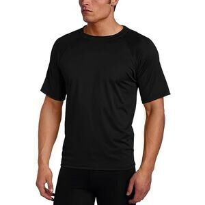 Kanu Surf Men's XXL Black Short Sleeve UPF 50 Swim Shirt Rash Guard Beach A9-7